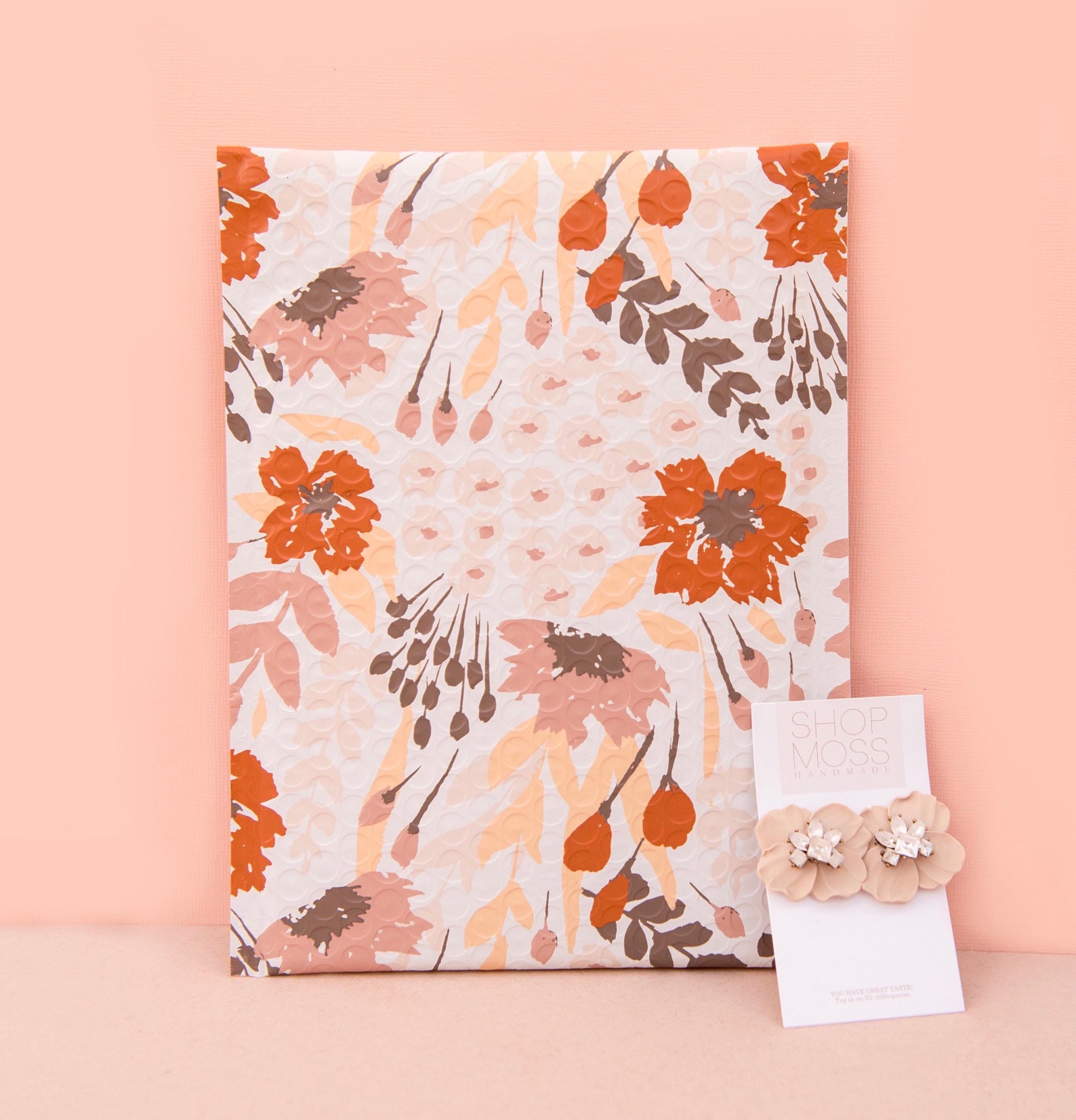 6x9 BUBBLE MAILERS Orange Falling Floral. Pattern Bubble Etsy