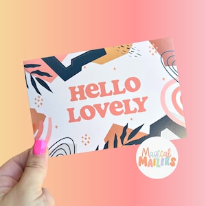 50-100 HELLO LOVELY thank you cards, summer post cards, packaging inserts, packaging cards, shipping supplies, notecards