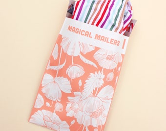 25ct-100ct 6x9 Poly Mailer CORAL Bloom, 3.15mil Thick. Small Boutique Poly Mailers, Pink Floral Poly Mailers, Bright Summer Mailers!