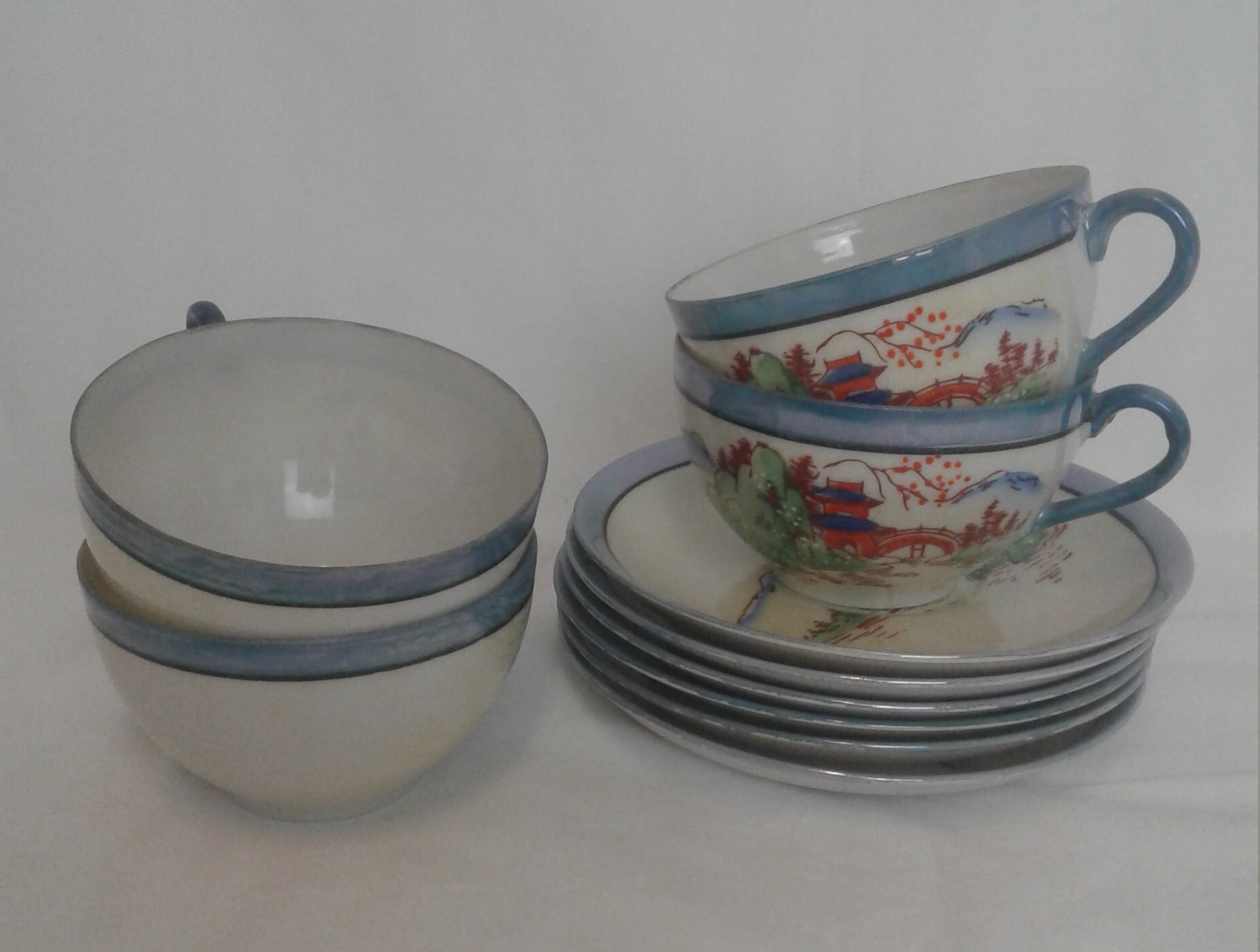 Chikaramachi Hand Painted Tea Cups and Saucers Set of 4 cups Etsy