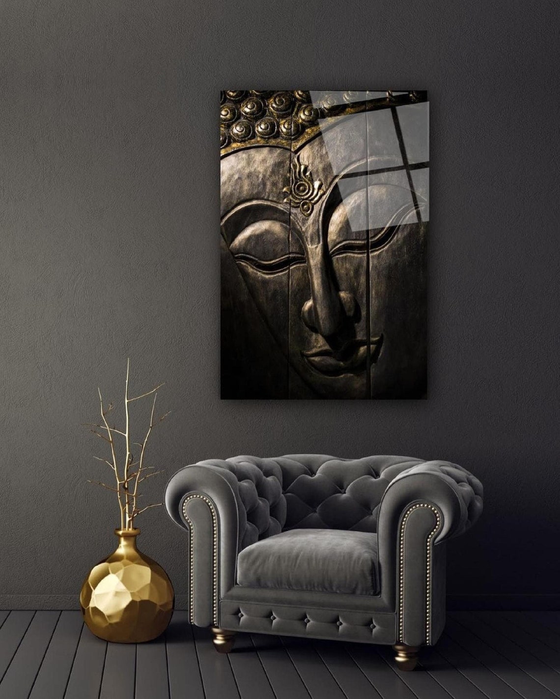 Buddha Glass Painting Wall Art / Home and Office Decoration Etsy
