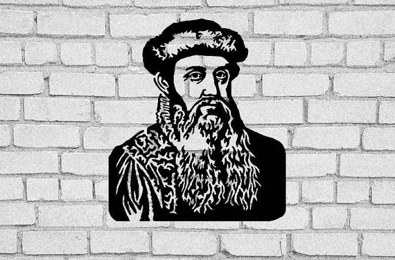 Johannes Gutenberg SVG Clipart: Printing Press Design (digital