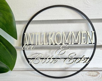 Personalisiertes Schild / Ring WILLKOMMEN bei Ø 20 cm