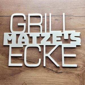 Personalized BBQ corner, renewable raw materials, grill sign, barbecue area, BBQ, grill accessories, weatherproof, 7 colors