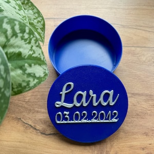 Gepersonaliseerde opbergdoos, cadeauverpakking, blik met persoonlijke belettering, geldgeschenk doop, peetoudergeschenk, babycadeau