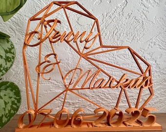 Regalo de boda personalizado, corazón con nombres y fecha, novios, aniversario, idea de regalo moderna, regalo en efectivo, decoración de boda, decoración de mesa