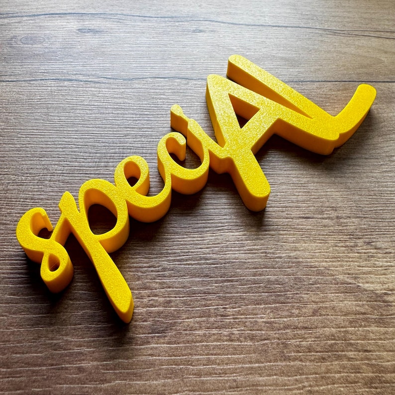 Personalized lettering, individual, creative, signs, nameplates, favorite word, custom text decoration, hangers or stands, handmade Yellow