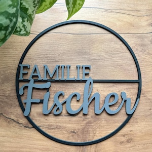 Personalized front door sign FAMILY / family sign Ø 20-30 cm, door wreath, entrance area, entrance sign, weatherproof, handmade