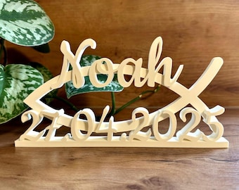 Peces/Ichthys personalizados, con nombre y fecha, hechos a mano, regalo monetario para bautizo, confirmación, comunión, dedicación de jóvenes, regalo de bautizo de ahijado