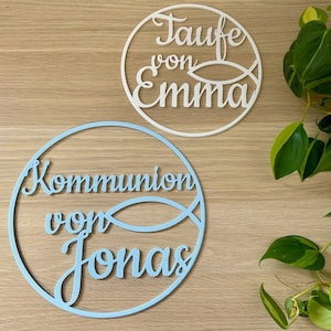 Personalized Ring Ichthys / Fish – Baptism, Communion, Confirmation, Confirmation, School Enrollment – 3D Name Plate Gift Decoration Individual