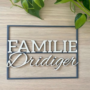 Personalized family sign 20-29 cm, handmade, front door sign, entrance area, entrance sign, mailbox, weatherproof, 7 colors