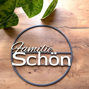 Personalized front door sign family, family sign Ø 20 - 30 cm, door wreath, entrance area, entrance sign, weatherproof, handmade