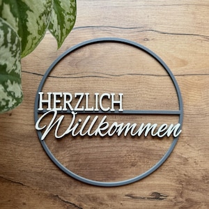 HERZLICH Willkommen Türschild Ø 20-30 cm Eingangsbereich, Willkommensschild, Eingangsschild, Heimdekoration, Handmade, witterungsbeständig