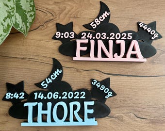 Regalo personalizado para recién nacidos, regalo para bebé, móvil con datos de nacimiento, cumpleaños, regalo de nacimiento, etiqueta con el nombre del bebé, hecho a mano