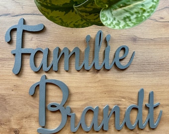 Letrero familiar personalizado "Familia" + apellido, letras de 20-30 cm, para puerta, pared, entrada, resistente a la intemperie.