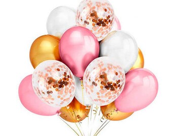 Pink and Gold Confetti Balloon Bouquet