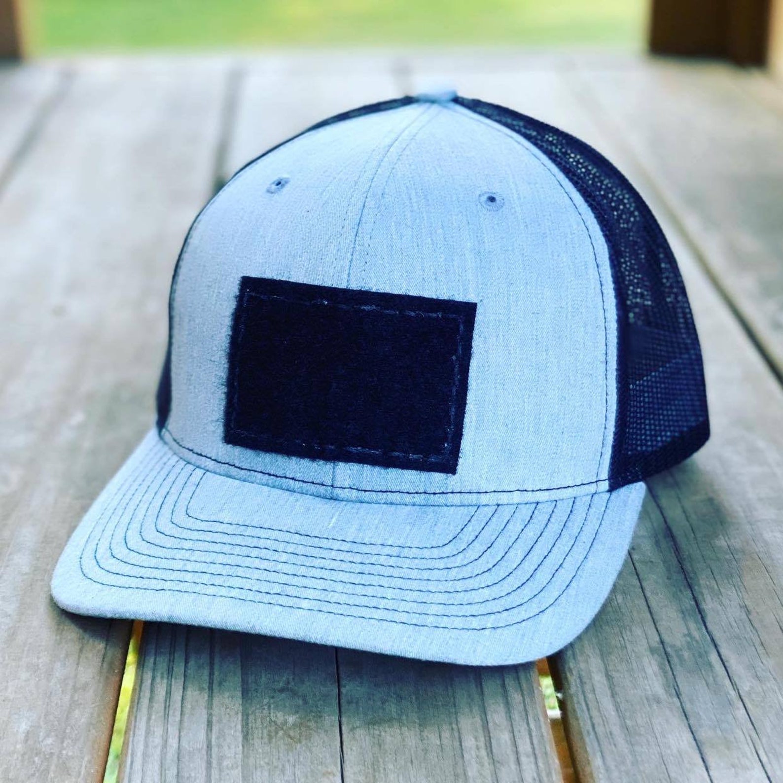 American Flag Leather Patch Trucker Hat Distressed Flag Etsy UK