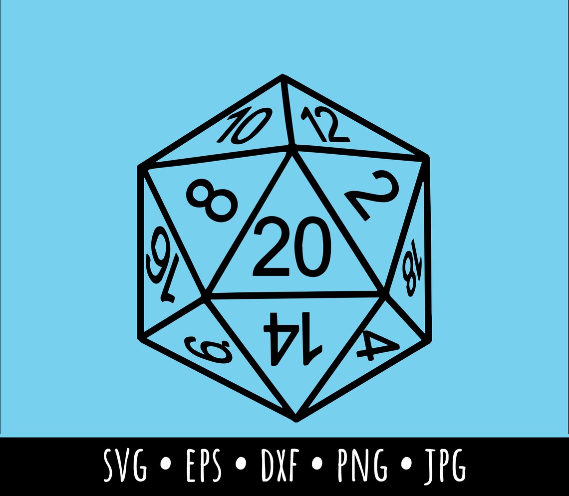 Twenty Sided Dice Logo Dungeons & Dragons Vector Dungeon Etsy