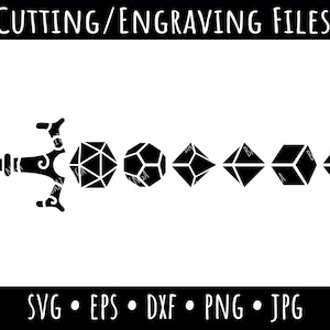 Dice Sword Logo, Dungeons and Dragons Vector, Dungeon Master Dice Design, DnD Vector Clip Art, Twenty Sided Dice, svg, eps, dxf, png, jpg