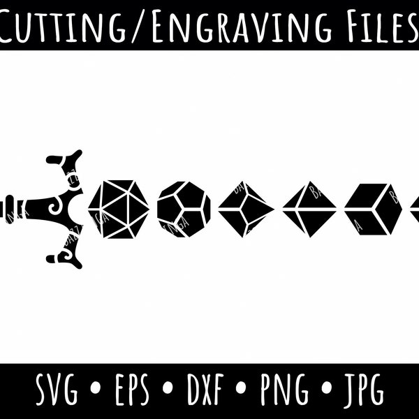 Dice Sword Logo, Dungeons and Dragons Vector, Dungeon Master Dice Design, DnD Vector Clip Art, Twenty Sided Dice, svg, eps, dxf, png, jpg