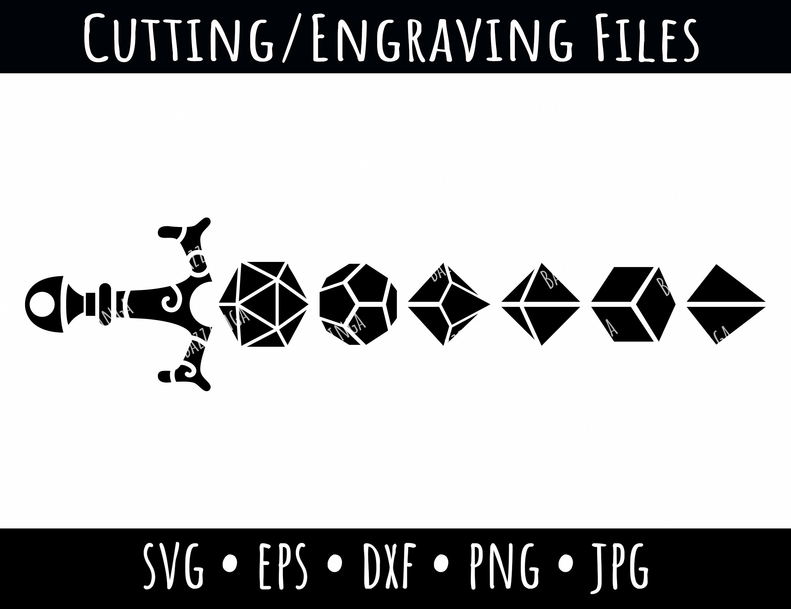 Dice Sword Logo, Dungeons and Dragons Vector, Dungeon Master Dice