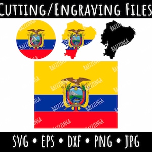 Ecuador Flag Silhouette Art, South America Vector Designs SVG, Cut Files, Clip Art, Latin America Countries Clipart, svg, eps, dxf, png, jpg