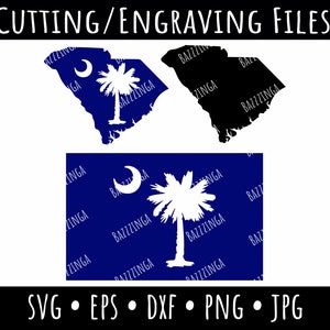 South Carolina Flag Logo Art, SC State Vector Designs SVG, Cut Files, Clip Art, American State Clipart, svg, eps, dxf, png, jpg