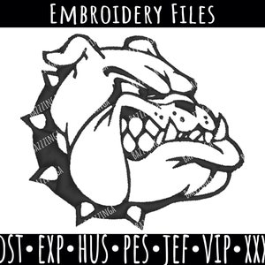 Bulldog Embroidery File, H:3&quot;/4&quot;/5&quot;/6&quot;, Pet Art For Embroidery Machine, Dog GA Bulldog Embroidering dst, exp, hus, pes, jef, vip, xxx