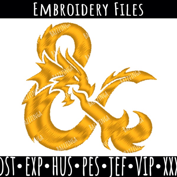 DnD Logo Embroidery File, W:2"/3"/4"/5"/6"/7", D&D Art For Embroidery Machine, Dungeons and Dragons dst, exp, hus, pes, jef, vip, xxx