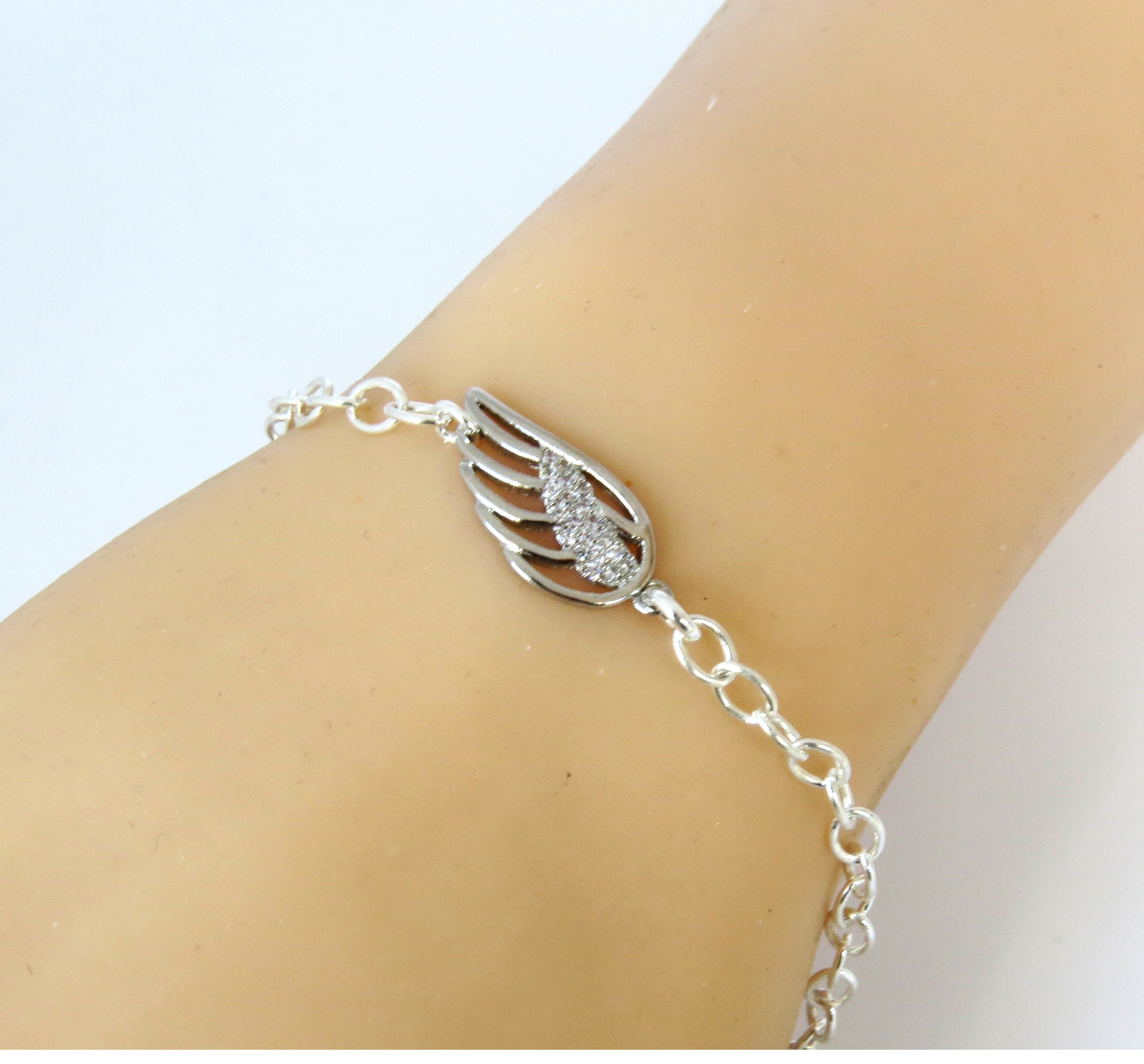 Sterling Silver Angel Wing Bracelet Jewelry for Women Etsy