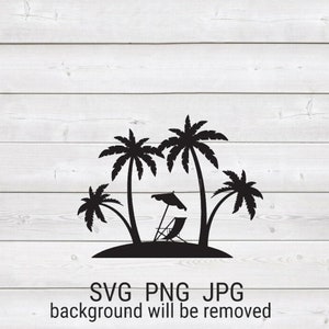 The Beach Palm Trees Ocean Relaxing Instant Download SVG Cut File for Cutting Machines PNG Transparent JPG Image
