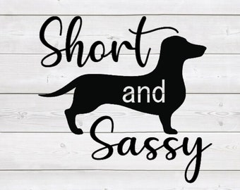Short and Sassy Dachshund Dog Puppy Sign Silhouette Instant Download SVG Cut File JPG Printable PNG Transparent