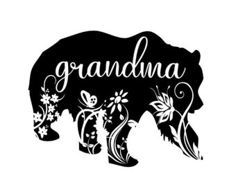 Grandma Bear Silhouette Sign Download for Cricut, Cameo Silhouette SVG Cut File, JPEG Printable, PNG Transparent