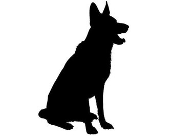 German Shepherd Dog Pup Silhouette Instant Download SVG Cut File JPG Printable Image, PNG Transparent File