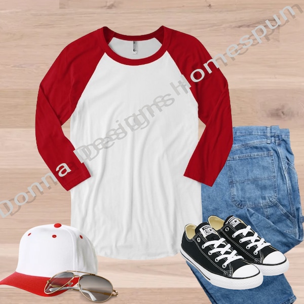 Raglan Red White Tee Shirt Mockup, Shirt Mockup, Baseball Shirt Mockup, Athletic Shirt Mockup, Blank Shirt, Tee Shirt Mockup, T-Shirt Mockup