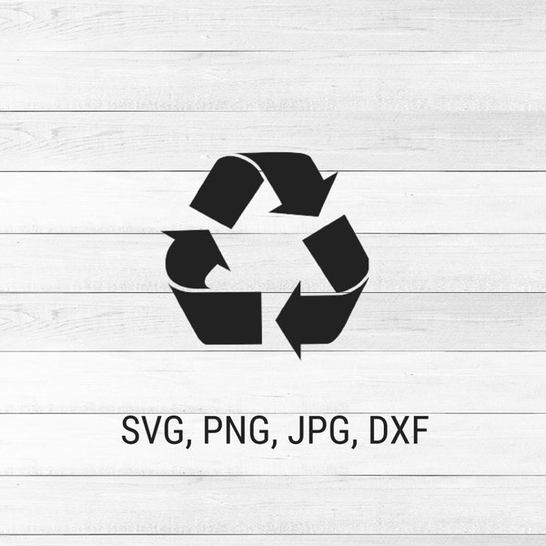 Eco-Friendly Recycle Symbol Silhouette SVG Cricut Cut File, PNG Transparent, DXF Cad, JpG Printable Image Files for Crafting and Design