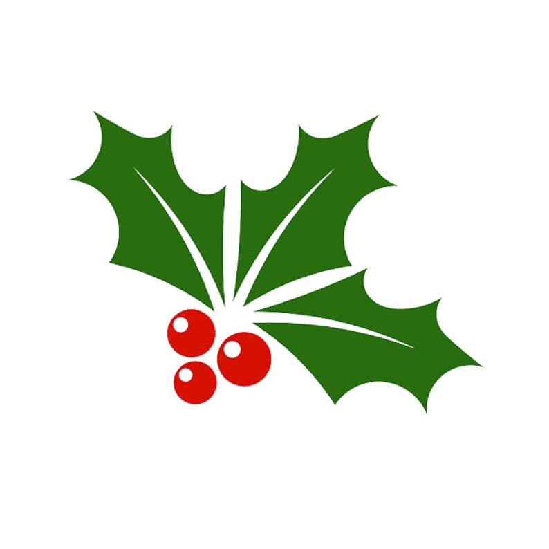 Christmas Holly Leaves Image PNG Transparent Instant Download Wallart Printable JPEG Image image 1