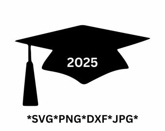 Graduation Cap 2025 Class of 2025 Silhouette Graduate School Sign SVG Cut File PNG Transparent DxF JPG 300dpi Printable Sign