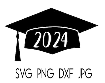 Graduation Cap 2024 Class of 2024 Silhouette Graduate School Sign SVG Cut File PNG Transparent DxF JPG 300dpi Printable Sign