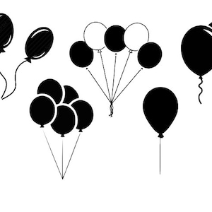5 SVG Cut Files Only Balloons Silhouette Clipart Digital Downloads SVG Files Only for Cricut, Silhouette
