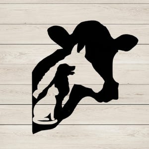 Cow, Horse, Dog, Cat, Farm Pets Silhouette Sign Download for Cricut, Silhouette cameo SVG Cutting File, JPEG, PNG Transparent, DxF Cad File