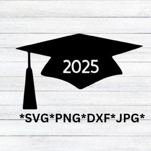 Graduation Cap 2025 Class of 2025 Silhouette Graduate School Sign SVG Cut File PNG Transparent DxF JPG 300dpi Printable Sign