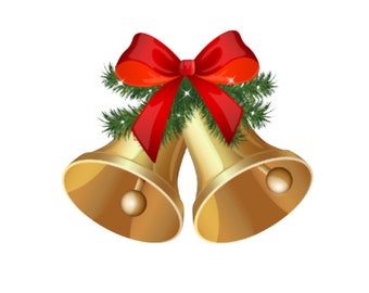 Immagine di campane di Natale festive Stampa digitale istantanea di alta qualità, stampabile, arte murale, PNG e JPEG - Decorazione natalizia