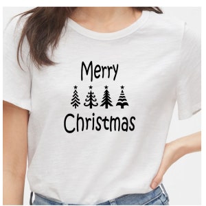 Merry Christmas T-Shirt Sign Silhouette Instant Download Cricut SVG Cut File JPG Printable PNG Transparent