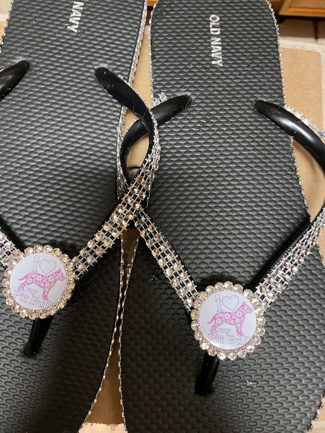Pitbull flip flops pitbull sandals pitbull dangle earrings | Etsy