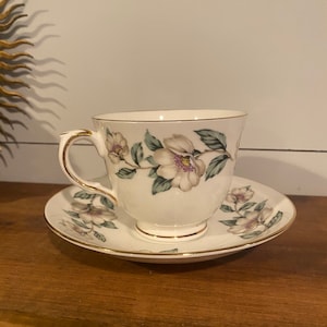 Vintage Staffordshire Tea and Saucer Set - Made in England