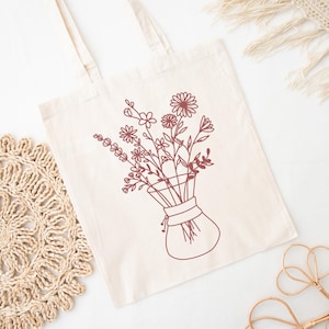 Eco-Friendly Coffee Floral Tote Bag | Natural Cotton Reusable Shopping Bag | Perfect for Coffee Lovers & Flower Enthusiasts