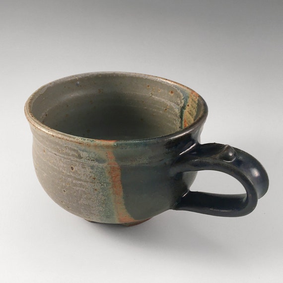 Ceramic soup mug, microwave and dishwasher safe, wheel thrown, handmade stoneware pottery