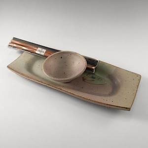 Ceramic sushi serving set, sushi boat and bowl, handmade stoneware pottery