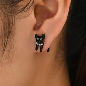 Black Cat Earring Studs
